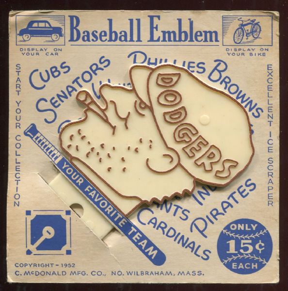 1952 Baseball Emblems Brooklyn Dodgers