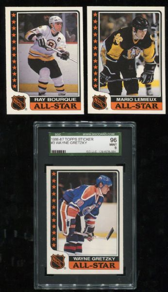 1986-87 Topps Hockey Stickers Complete Set with Wayne Gretzky SGC 96