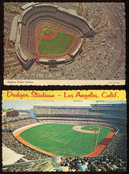 1960s Los Angeles Dodgers Stadium Postcard Lot of 2