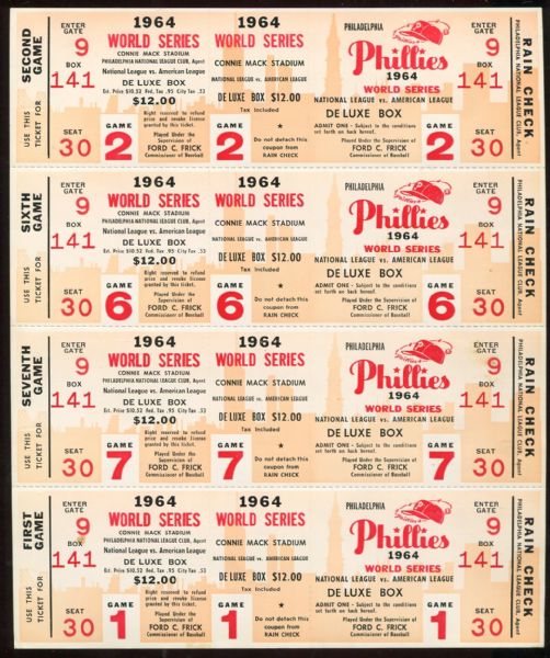1964 World Series Phantom Ticket Group of 4 Philadelphia Phillies