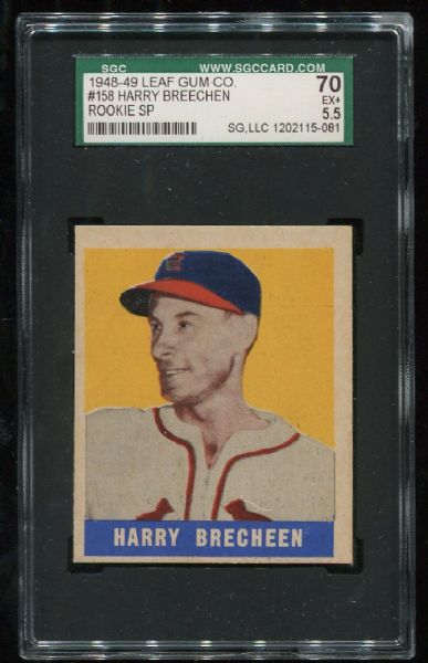 1948 Leaf #158 Harry Brecheen Rookie Short Print SGC 70