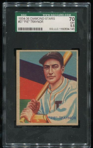 1934-36 Diamond Stars #27 Pie Traynor SGC 70