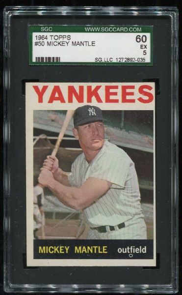 1964 Topps #50 Mickey Mantle SGC 60