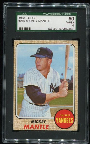 1968 Topps #260 Mickey Mantle SGC 50