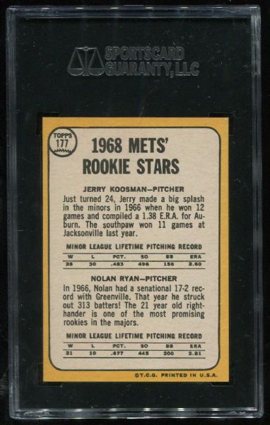 1968 Topps #177 Nolan Ryan Rookie SGC 70