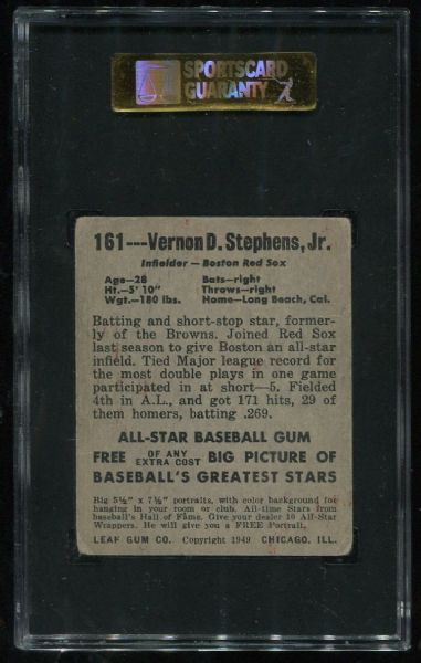 1948 Leaf #161 Vernon Stephens Short Print SGC 30