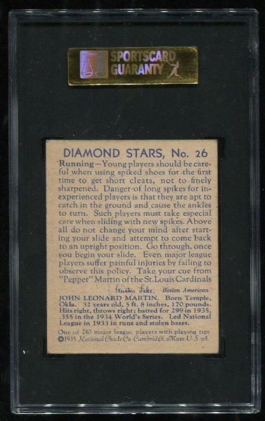 1934-36 Diamond Stars #26 Pepper Martin SGC 70