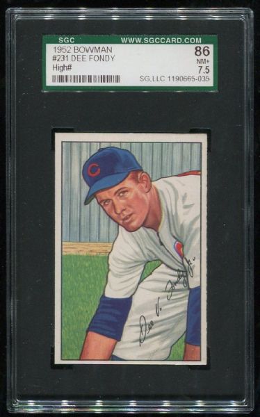 1952 Bowman #231 Dee Fondy SGC 86