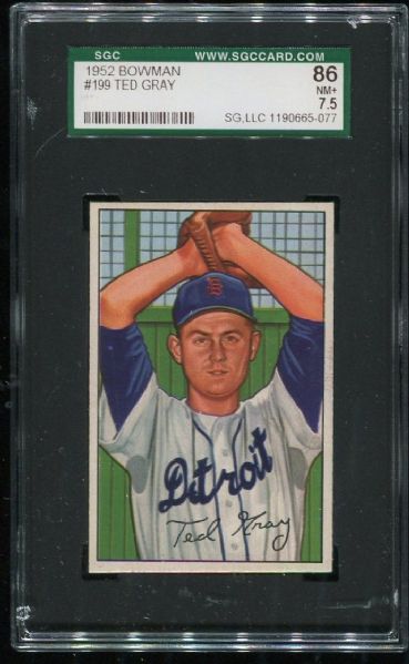 1953 Bowman Color #199 Ted Gray SGC 86