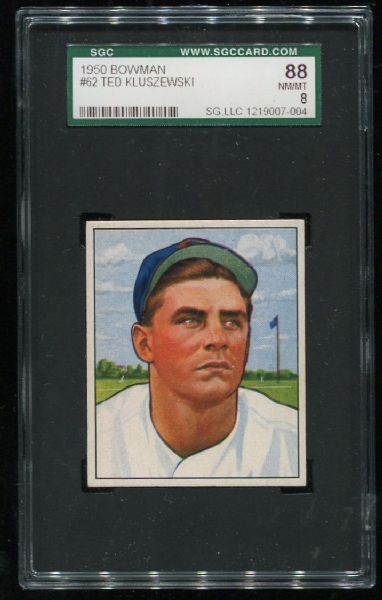 1950 Bowman #62 Ted Kluszewski SGC 88