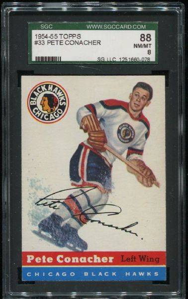 1954-55 Topps #33 Pete Conacher SGC 88