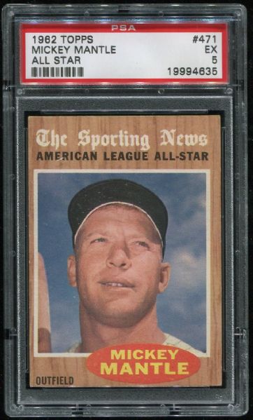 1962 Topps #471 Mickey Mantle All Star PSA 5