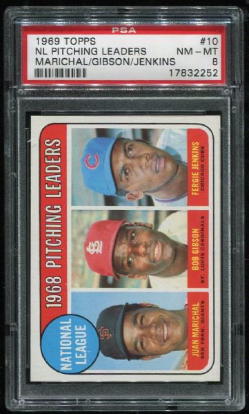 1969 Topps #10 NL Pitching Leaders PSA 8