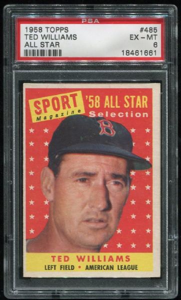 1958 Topps #485 Ted Williams All Star PSA 6