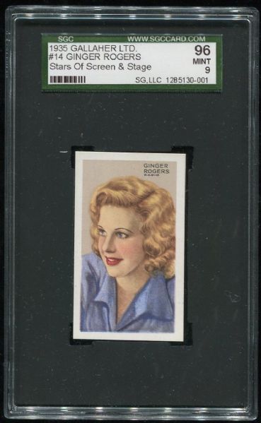 1935 Gallaher Ltd. Stars of Screen & Stage #14 Ginger Rogers SGC 96