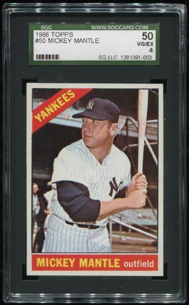 1966 Topps #50 Mickey Mantle SGC 50