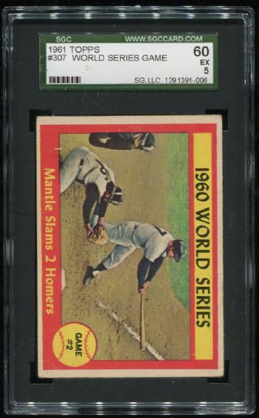 1961 Topps #307 World Series Game 2 with Mantle SGC 60