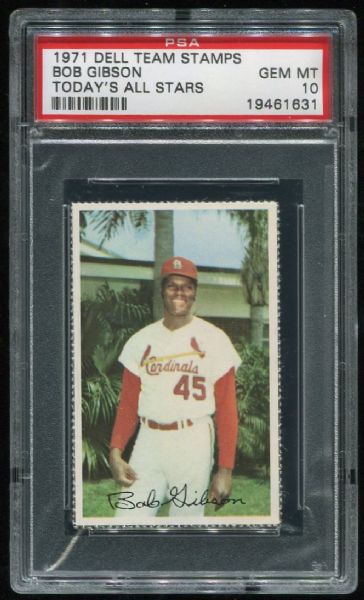 1971 Dell Team Stamps Bob Gibson PSA 10