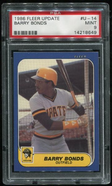 1986 Fleer Update #U-14 Barry Bonds Rookie PSA 9