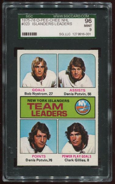 1975-76 O-Pee-Chee NHL #323 Islanders Leaders SGC 96