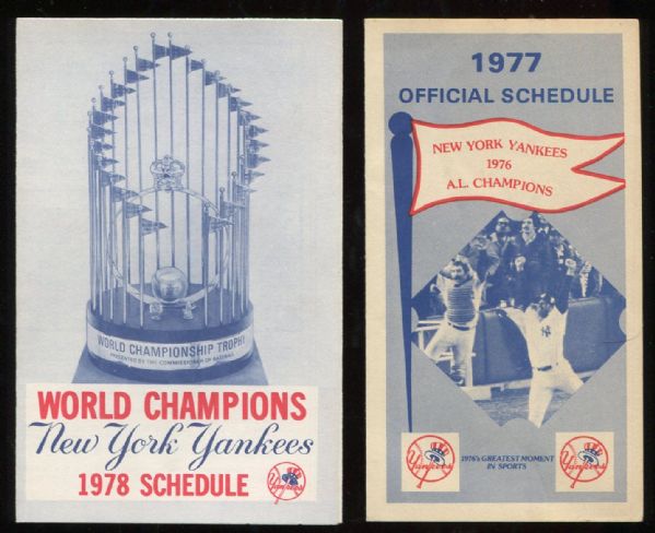 1977-1980 Lot of 4 New York Yankees Official Schedules