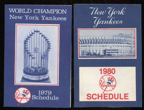 1977-1980 Lot of 4 New York Yankees Official Schedules