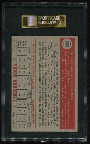 1952 Topps #353 Bob Del Greco High Number SGC 86