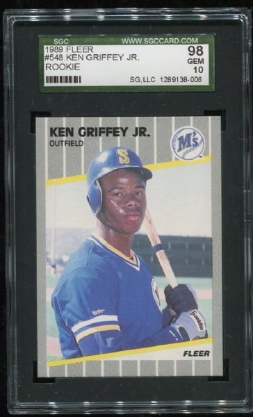1989 Fleer #548 Ken Griffey Jr. Rookie SGC 98
