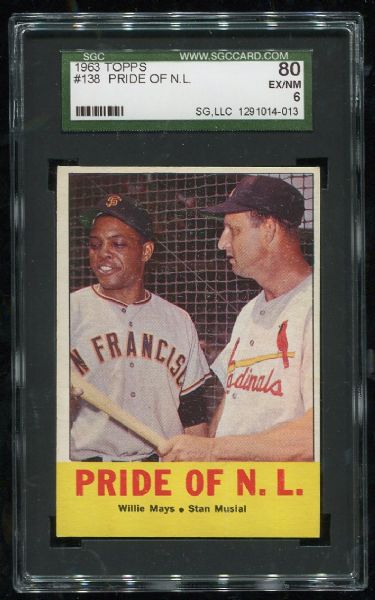 1963 Topps #138 Pride of the NL with Mays SGC 80