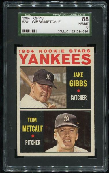 1964 Topps #281 Yankees Rookies SGC 88