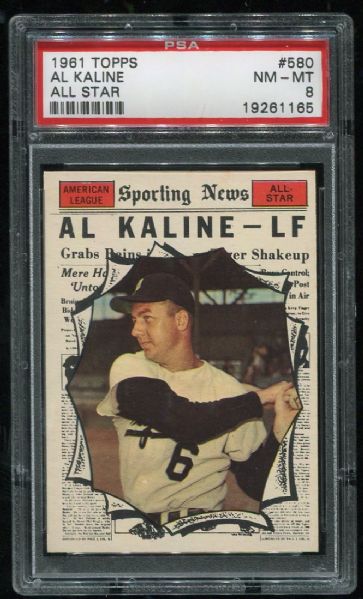1961 Topps #580 Al Kaline All Star PSA 8