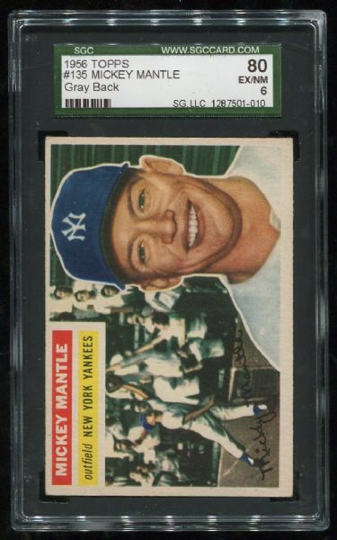 1956 Topps #135 Mickey Mantle SGC 80