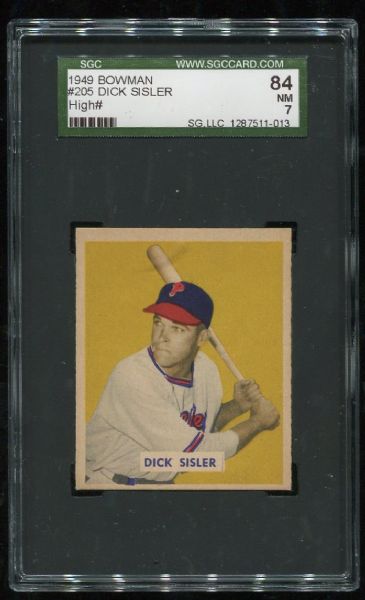 1949 Bowman #205 Dick Sisler SGC 84