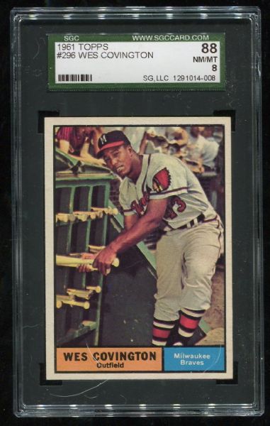 1961 Topps #296 Wes Covington SGC 88