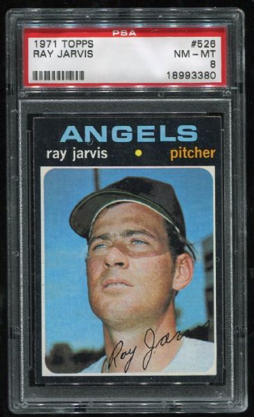 1971 Topps #526 Ray Jarvis PSA 8