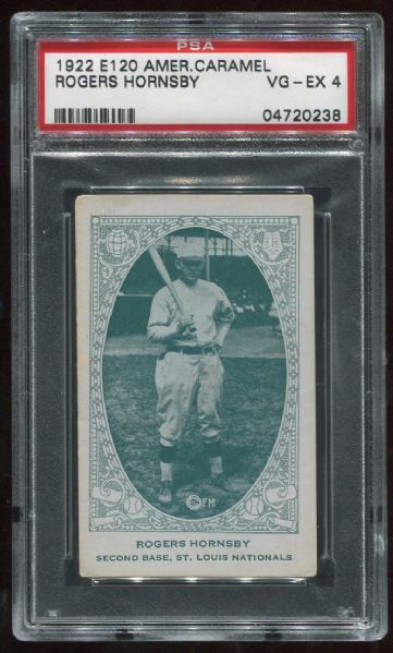 1922 E120 American Caramel Rogers Hornsby PSA 4