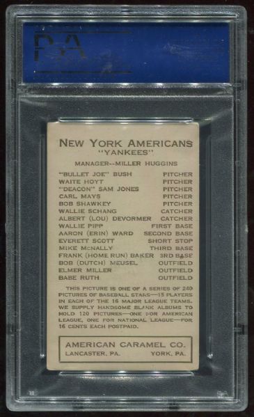 1922 E120 American Caramel Wallie Schang PSA 4