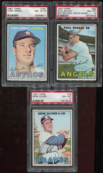 1967 Topps Lot of 5 Different PSA 8