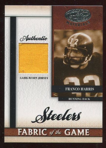 2008 Leaf Certified Materials #FOG-26 Franco Harris Game Worn Jersey 45/99