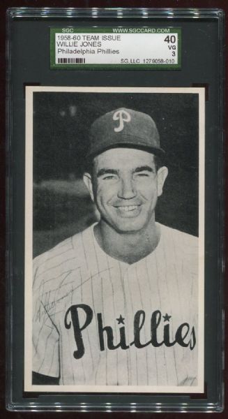 1958-60 Philadelphia Phillies Team Issue Willie Jones SGC 40