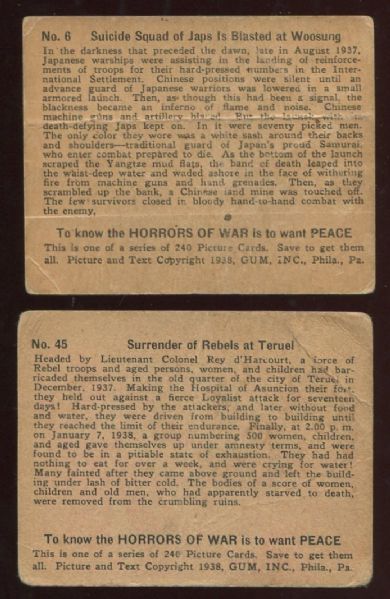 1938 Gum Inc. Horrors of War #6 & #45 Lot of 2