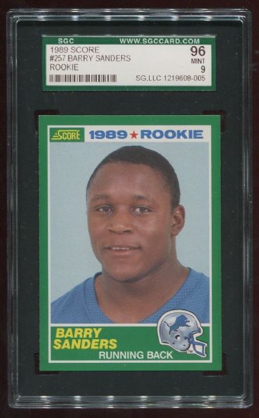 1989 Score #257 Barry Sanders Rookie SGC 96