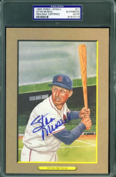 1987-90 Perez Steele #11 Stan Musial Signed PSA/DNA Authentic