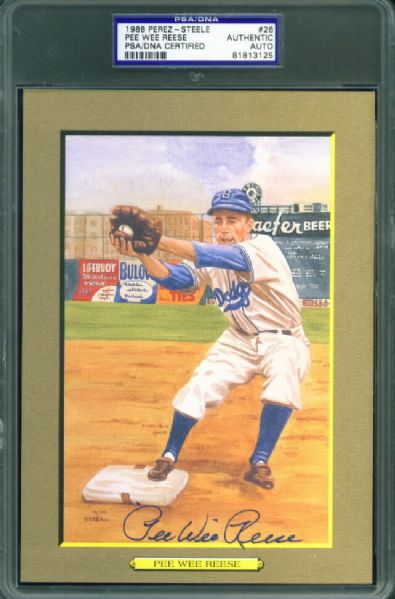 1987-90 Perez Steele #26 Pee Wee Reese Signed PSA/DNA Authentic