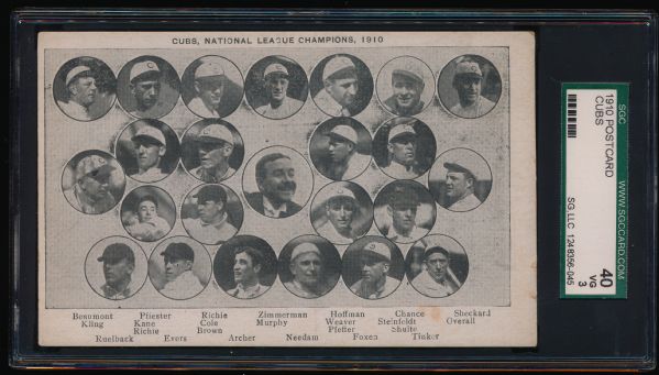 1910 Postcard Chicago Cubs Team Composite SGC 40