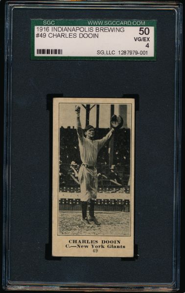 1916 M101-4 Indianapolis Brewing #49 Charles Dooin SGC 50