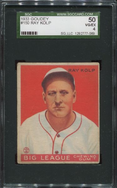 Lot Detail - 1933 Goudey #150 Ray Kolp SGC 50