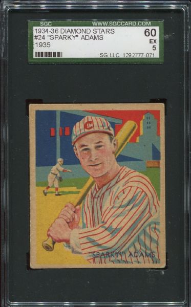 1934-36 Diamond Stars #24 Sparky Adams SGC 60