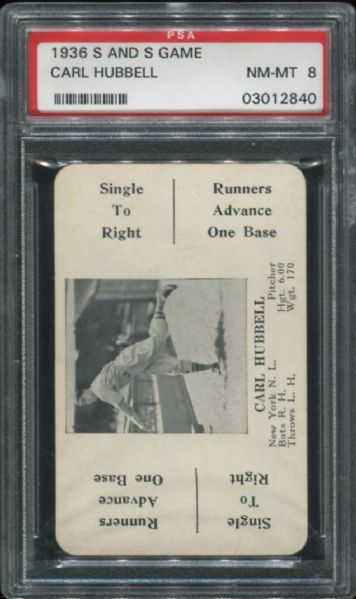 1936 S and S Game Carl Hubbell PSA 8