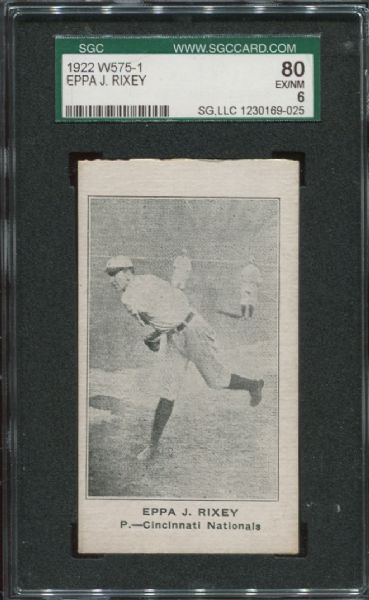 1922 W575-1 Eppa J. Rixey SGC 80